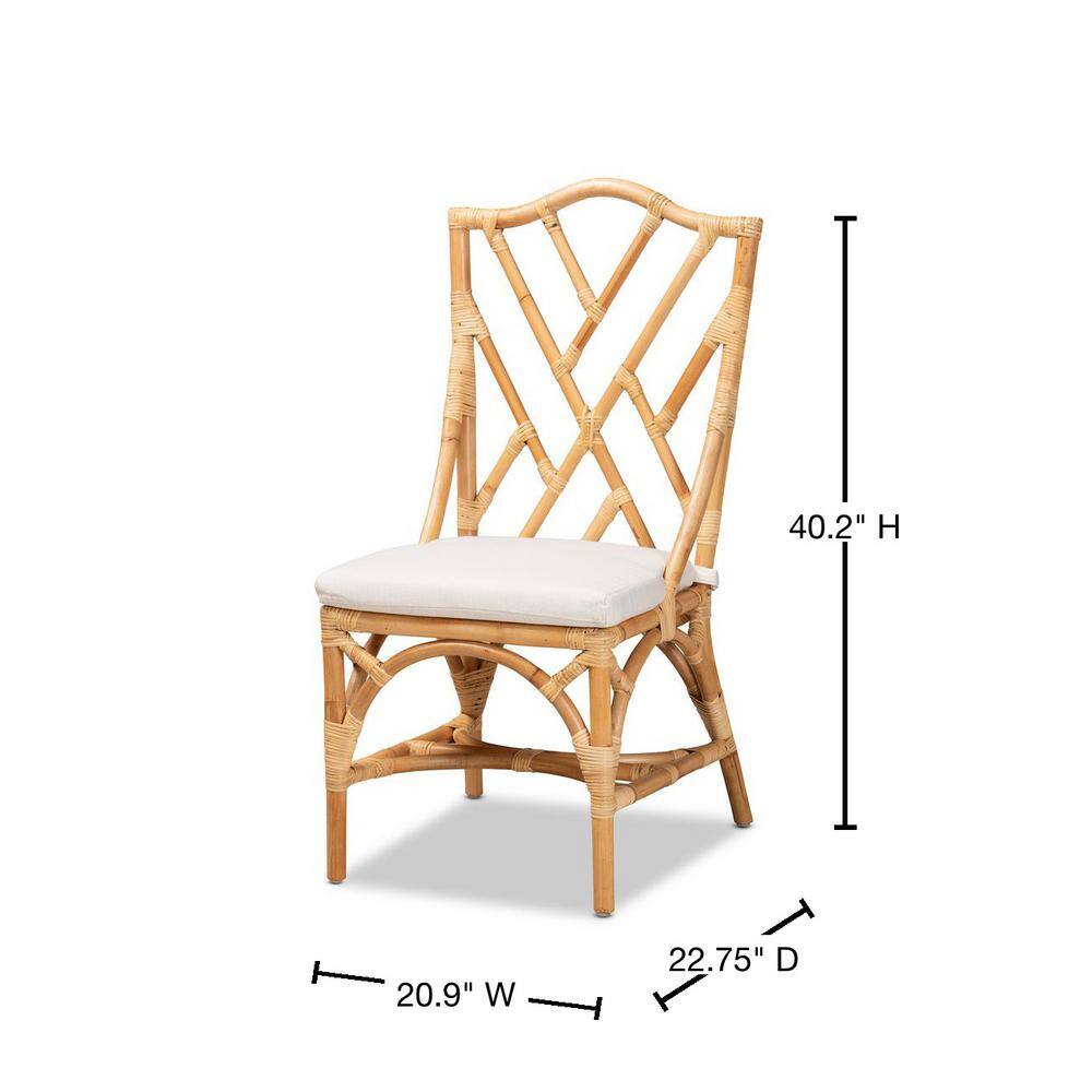 Sonia Handcrafted Rattan and Cane Natural White Chair