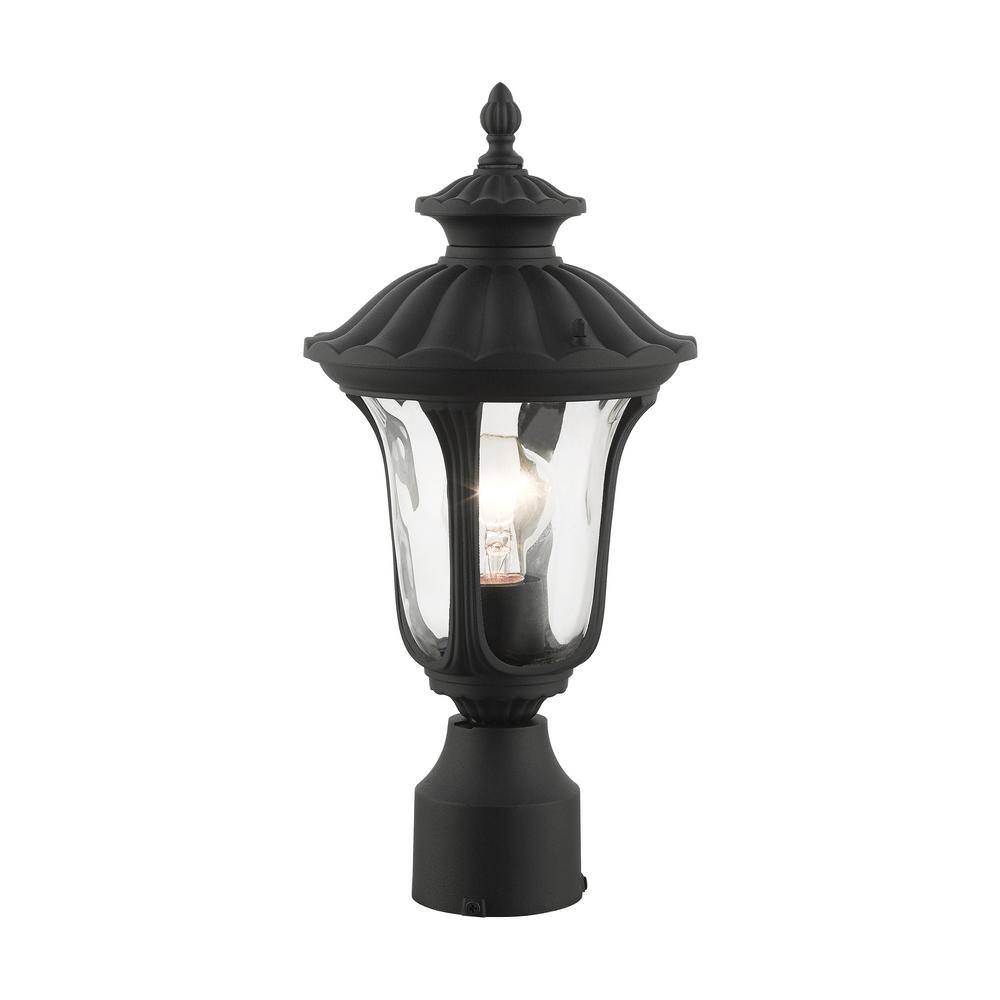 Oxford Traditional Textured Black Outdoor Post Lantern with Clear Water Glass