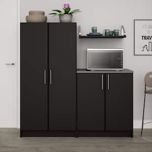 Elite 64 in. W x 65 in. H x 16 in. D Home Storage Cabinet Set - Black - 2 Piece