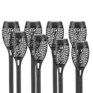 8-Pack Yellow LED Solar Tiki Torches Flickering Flame Waterproof Garden Decor for Patio Yard
