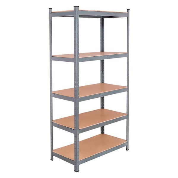 Costway Gray 5-Tier Heavy Duty Steel 72 in. Level Garage Storage Shelving Unit (36 in. W x 72 in. H x 18 in. D)