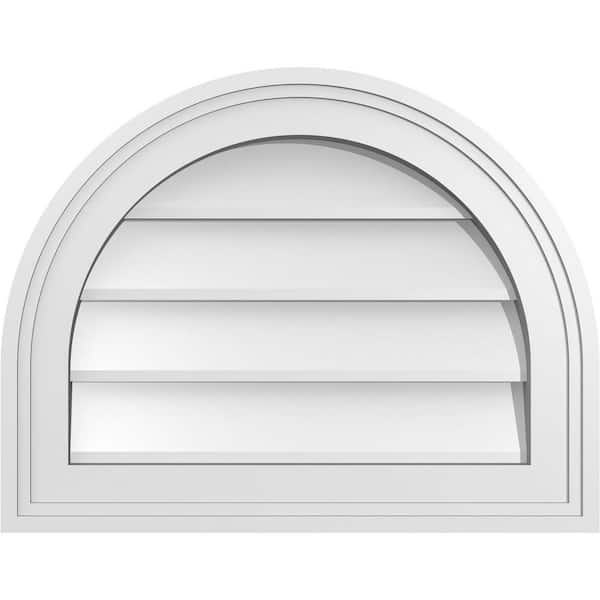 Ekena Millwork 18 in. x 14 in. Round Top White PVC Paintable Gable Louver Vent Non-Functional
