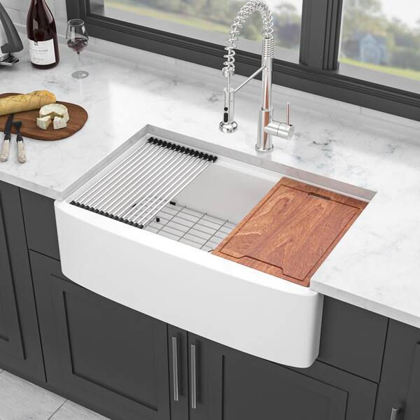 Xzkai 33 in. Farmhouse/Apron-Front Single Bowls Ceramic Kitchen