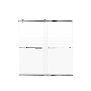 Brianna 60 in. W x 62 in. H Sliding Frameless Shower Door in Polished Chrome Finish with Frosted Glass