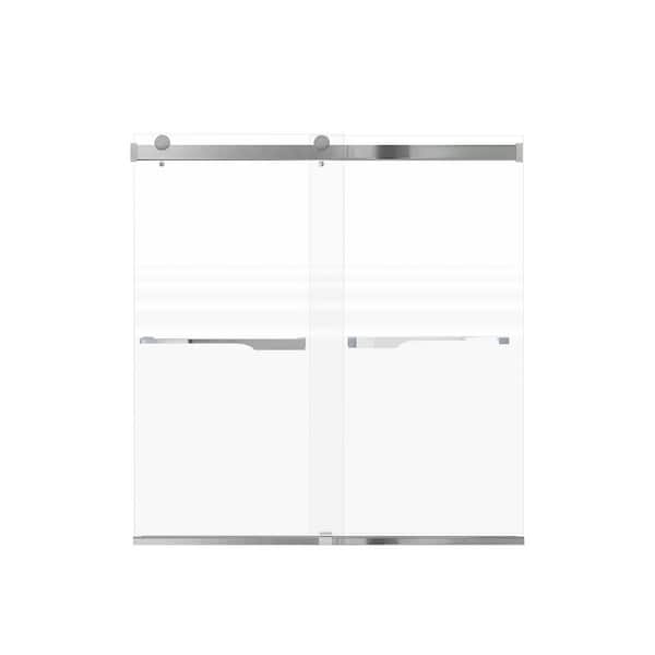 Transolid Brianna 60 in. W x 62 in. H Sliding Frameless Shower Door in Polished Chrome Finish with Frosted Glass