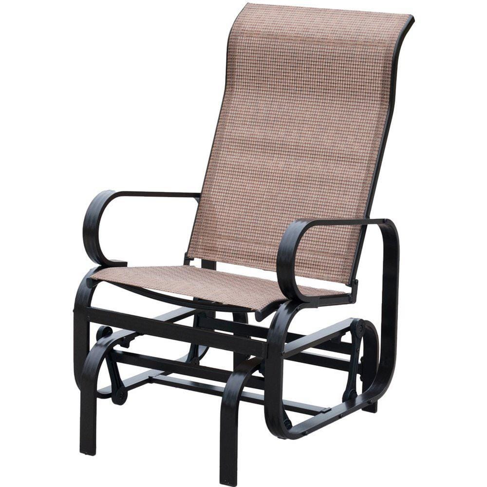 Patio Post 1Person Brown Aluminum Frame Sling Outdoor Single Glider PZ123BR The Home Depot