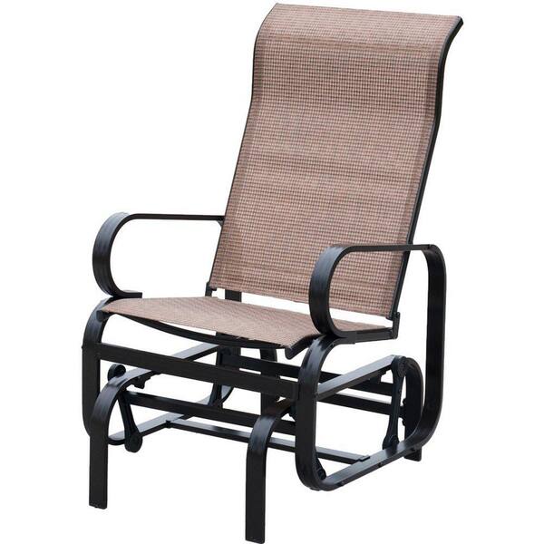 Patio Post 1-Person Brown Aluminum Frame Sling Outdoor Single Glider