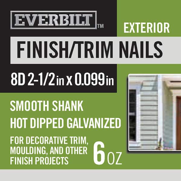 Everbilt 8D 2-1/2 in. Finish/Trim Nails Hot Dipped Galvanized 6 oz (Approximately 62 Pieces)