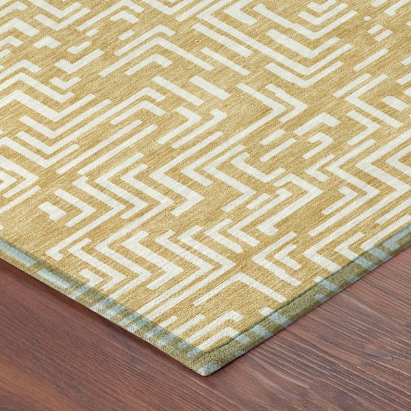 Chantille Machine Washable Indoor/Outdoor Abstract ACN2664 Gold 2 ft. x 3 ft. Accent Rug