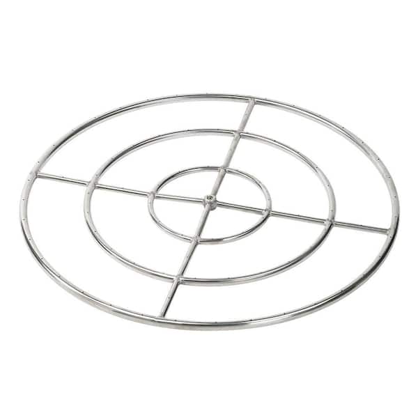 American Fire Glass 36 in. Triple-Ring 304. Stainless Steel Fire Pit Ring Burner, 3/4 in. Inlet