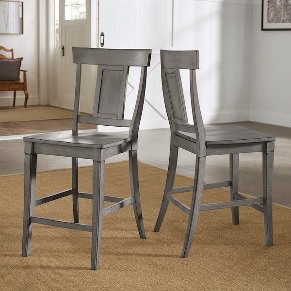 HomeSullivan Antique Grey Panel Back Wood Counter Height Chair (Set of 2)