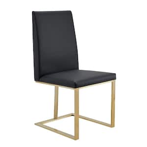 Gray and Brass Leather Metal Frame Dining Chair