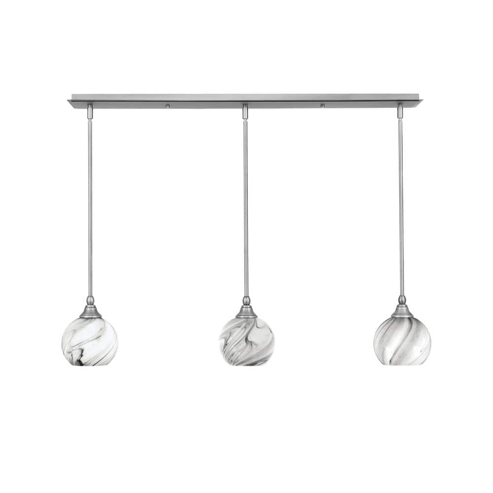 Livingston 100-Watt 3-Light Nickel Shaded Pendant Light with 5.75 Onyx S