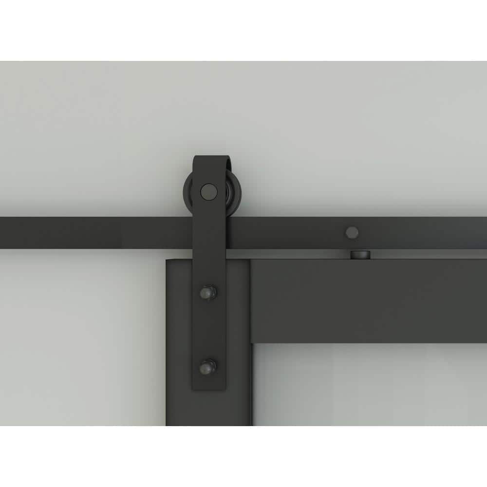 36-in x 84-in Black MDF Barn Door with Frosted Glass