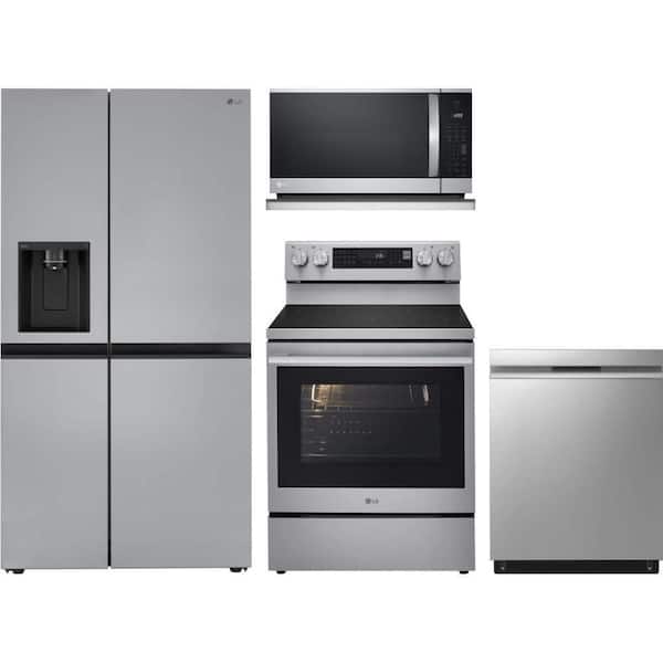 27 cu. ft. Standard Depth Side by Side Craft Ice Refrigerator with 5 Burner Electric Range and Dishwasher with 3rd Rack