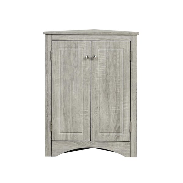 Unbranded 17.2 in. W x 17.2 in. D x 31.5 in. H Multi-Colored Oak Linen Cabinet Triangle Corner Storage Cabinet Adjustable Shelf