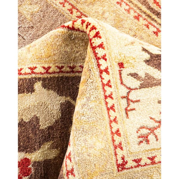Eclectic 9 ft. x 12 ft. Brown  Floral Wool Indoor Area Rug
