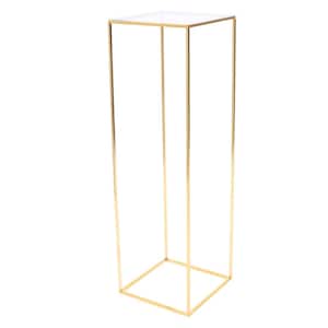 39.37 in. x 12.2 in. Indoor/Outdoor Gold Metal Geometric Vase Column Stand with Clear Acrylic Panel Flower Display Rack