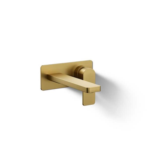 Parallel 1 Handle Wall Mounted Faucet with Handles in Vibrant Brushed Moderne Brass