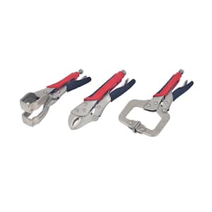 Welding Tool Set, Welding Clamp, C-Locking Pliers and Curved Jaw Locking Pliers (3-Piece Set)