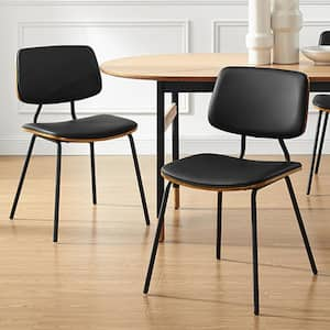 Amigo Black Faux Leather Modern Bentwood Dining Side Chair with Metal Legs