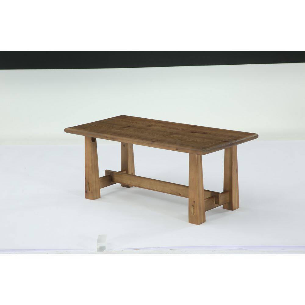Kerlin 47 in. Brown Rectangle Solid Wood Coffee Table, Farmhouse Accent Center Low Cocktail Tea Table with Sturdy Base