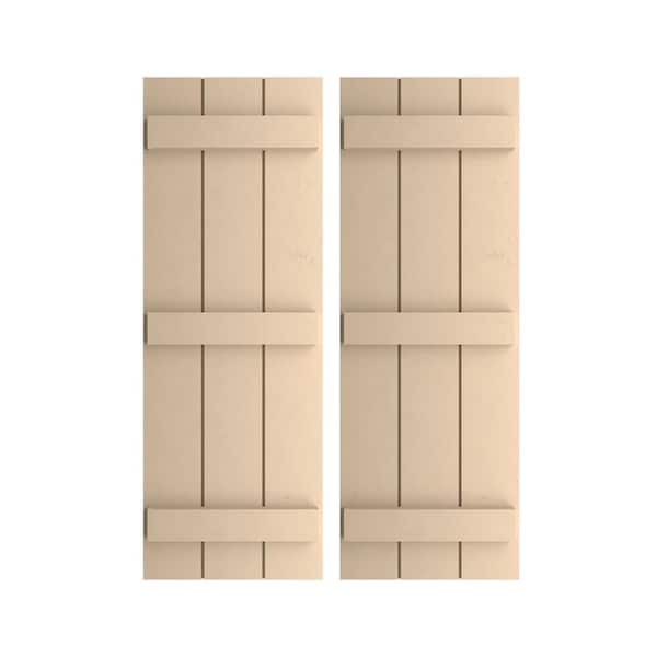 Ekena Millwork 16.5 in. x 76 in. Timberthane Polyurethane 3-Board Joined Board-n-Batten Smooth Faux Wood Shutters Pair
