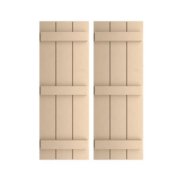 Ekena Millwork 16.5 in. x 82 in. Timberthane Polyurethane 3-Board Joined Board-n-Batten Smooth Faux Wood Shutters Pair