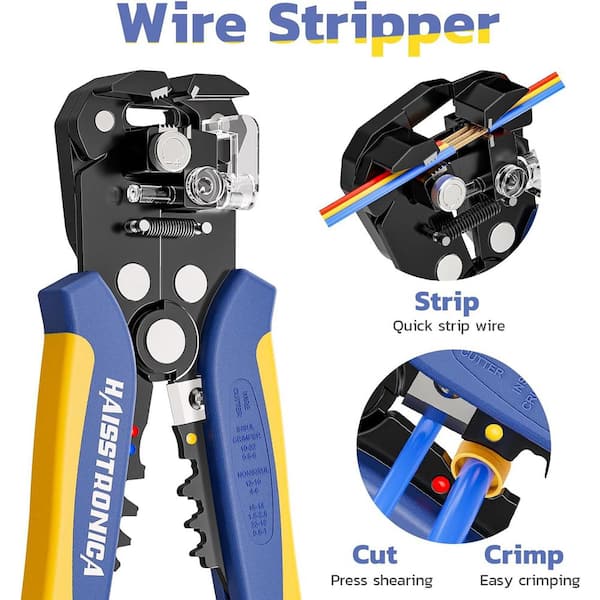 Lukyamzn AWG 22-10 Ratchet Wire Crimper Tool With AWG 24-10 Automatic Wire Stripper For Heat Shrink Connectors, Blue And Yellow - SA17-227B052 - View #3