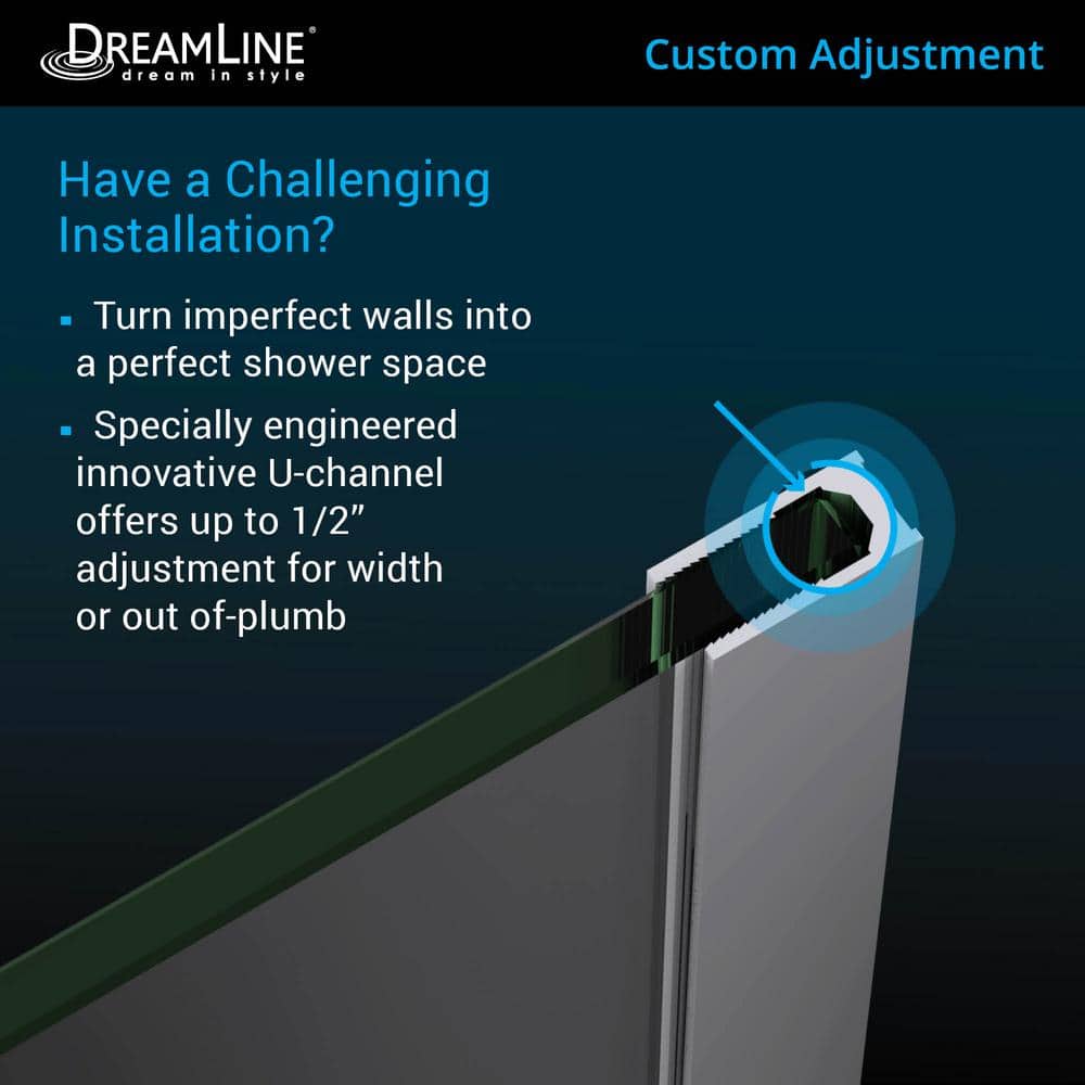 Matte Black Frameless Hinged Shower Door with Clear Glass