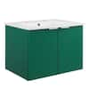 MODWAY Maybelle 24.5 in. W x 18.5 in. D Green Vanity with White Ceramic Top EEI-5379-GRN-WHI