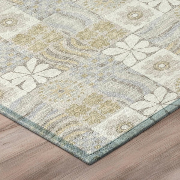Chantille Machine Washable Indoor/Outdoor Abstract ACN2922 Ivory 8 ft. x 8 ft. Round Rug