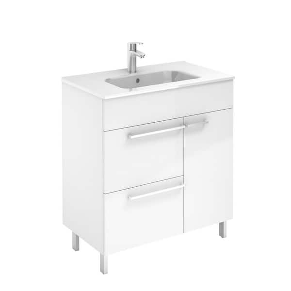 ROYO Confort 28 in. W x 18 in. D Vanity in White with Ceramic White Basin