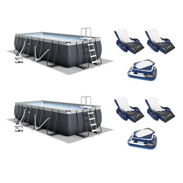 18 ft. x 9 ft. Rectangular 52 in. Hard Side Pool 2 Ultra XTR Pool (2-Pack), Cooler (2-Pack), Float (4-Pack)