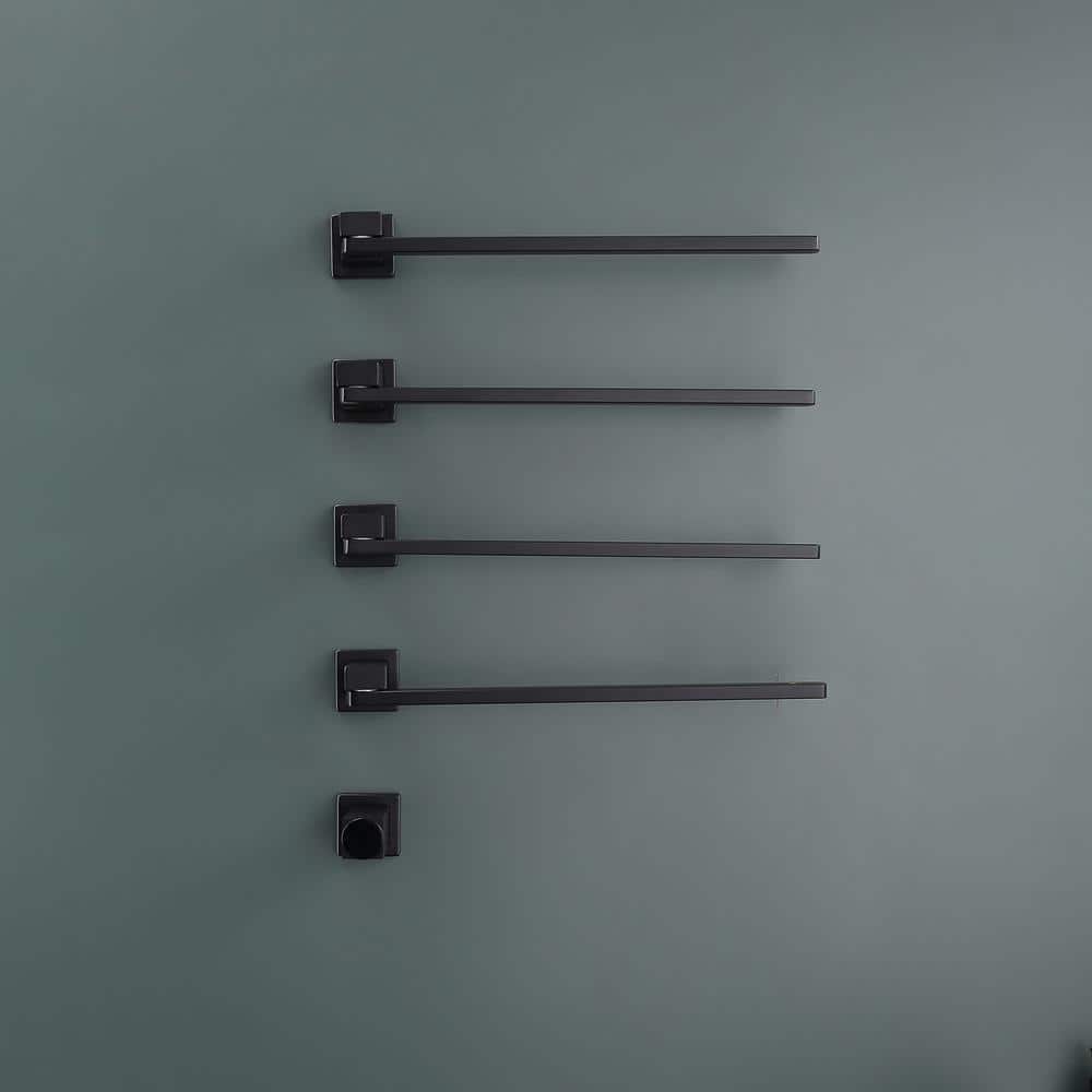 Matte Black Wall Mounted 4-Bar Towel Warmer