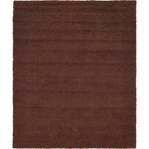 Solid Shag Chocolate Brown 8 ft. x 10 ft. Area Rug