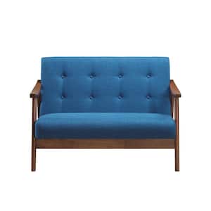 Hetel 45 in. Navy Blue Button Tufted Polyester 2-Seat Settee with Wood Frame