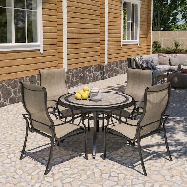 ceramic patio table with umbrella hole Kozyard 37" Square Outdoor Dining for 4, Table Hole, Steel Frame with Wood-Look Top, Heavy Duty Patio Table for Backyard, ceramic top that is resistant to scratching and easy to clean Vicllax Outdoor Outside Patio Dining