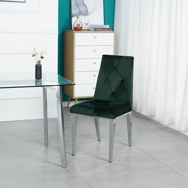 Green dining chairs 2025 with chrome legs