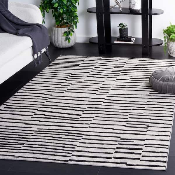 Odyssey 5 ft. x 8 ft. Gray/Black Abstract Striped Area Rug