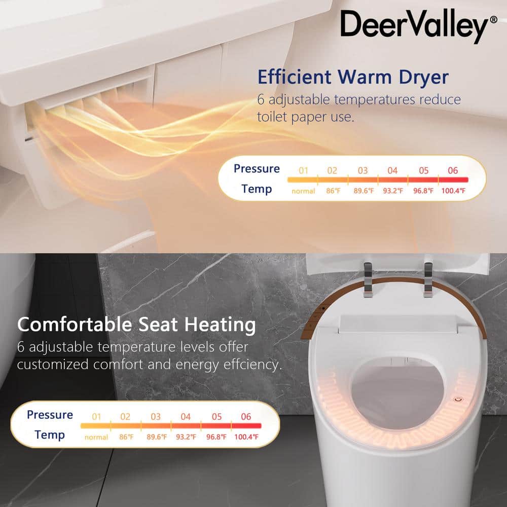 White Elongated Free Standing High Efficiency Smart Toilet