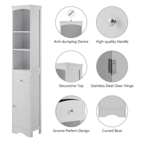 Xzkai 13 in. W x 9 in. D x 67 in. H White Freestanding Linen