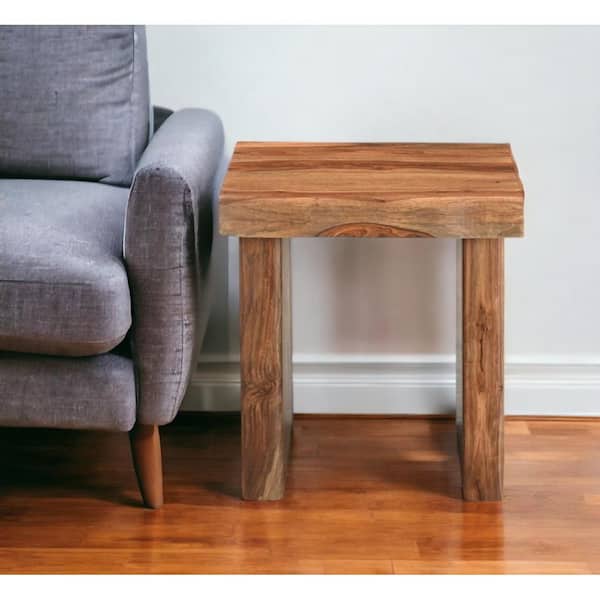21 in. Brown Square Wood End Table