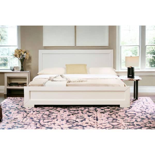 White Wood Frame Queen Panel Bed
