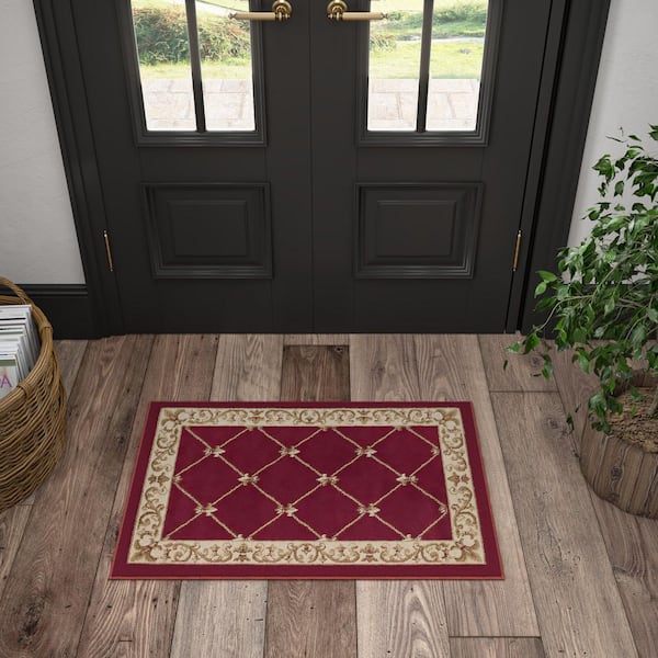 Sensation Red 2 ft. x 3 ft. Scatter Border Polypropylene Area Rug