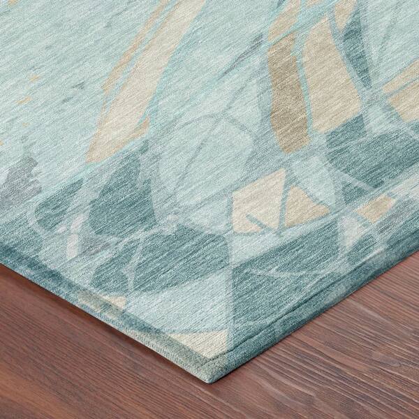 Chantille Machine Washable Indoor/Outdoor Abstract ACN2862 Teal 10 ft. x 14 ft. Area Rug