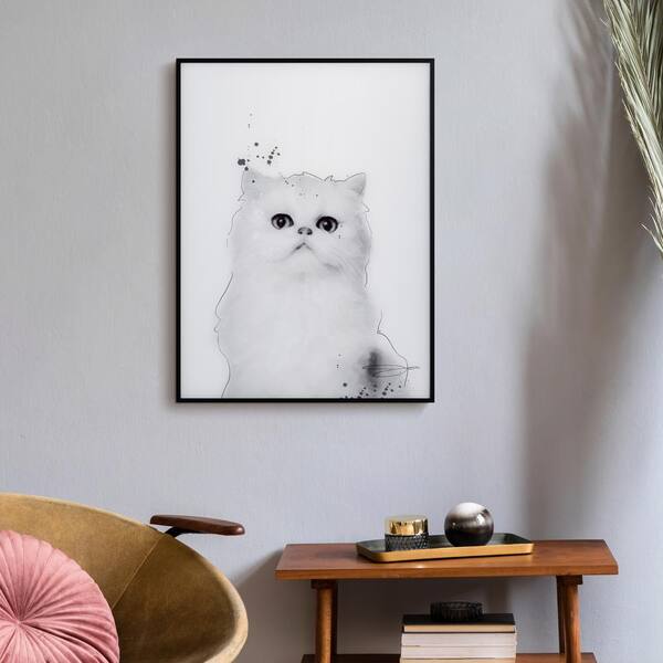 Empire Art Direct Persian B and W Pet Paintings on Printed Glass Encased  with a Gunmetal Anodized Frame Animal Art Print, 24 in. x 18 in.  AAGB-JP1050-2418 - The Home Depot