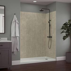 Jetcoat 32 in. x 60 in. x 78 in. 5-Piece Easy-Up Adhesive Alcove Shower Surround in Shale