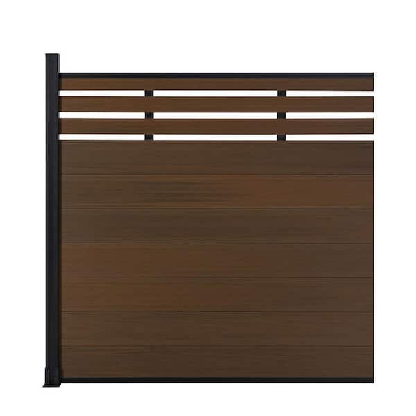 Garden Fence Board 6 ft. H x 6 ft. W Brown Composite Fence Panel with One Post