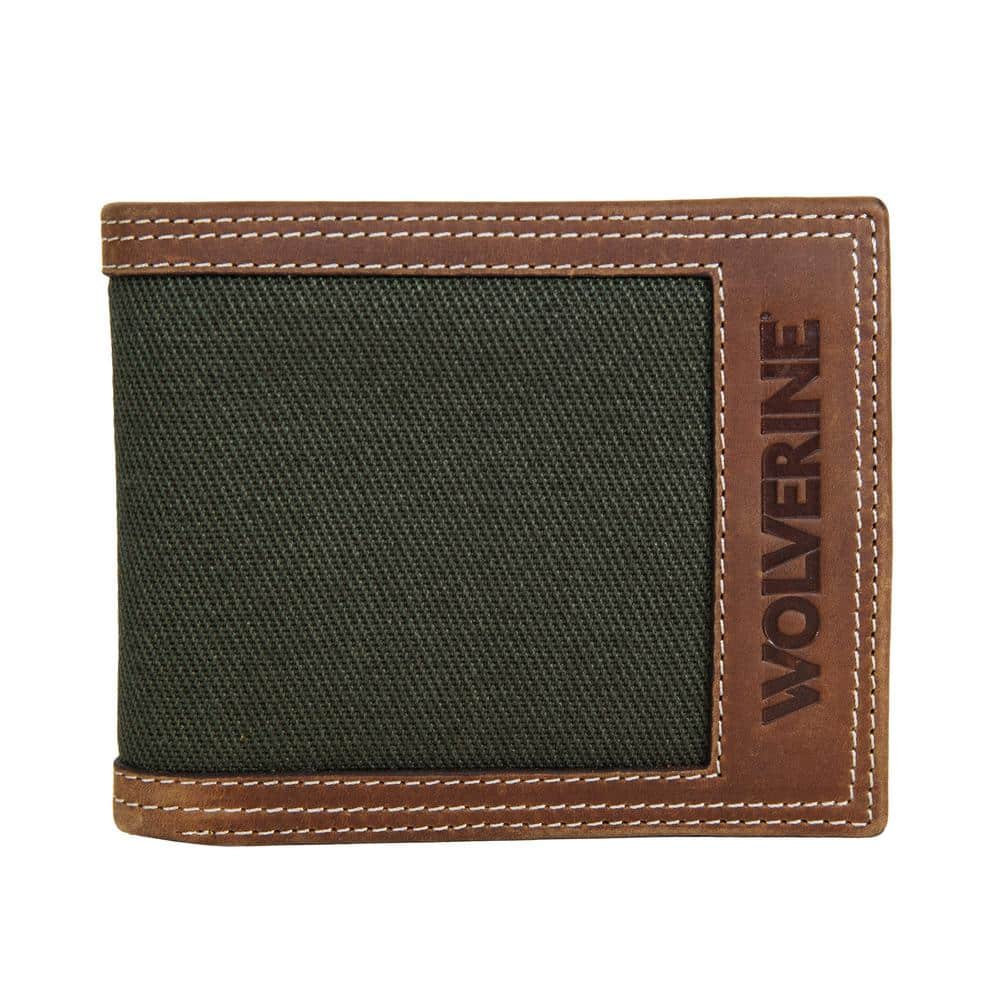 Wolverine, Canvas/Leather Front Pocket Wallet - BLK/Grey, Color Black, Material  Leather, Model# WV61-9218